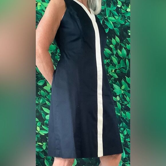 🖤 Talbots Black Sheath Dress w/ White Trim & Obi Belt – Size 6 - Picture 5 of 8